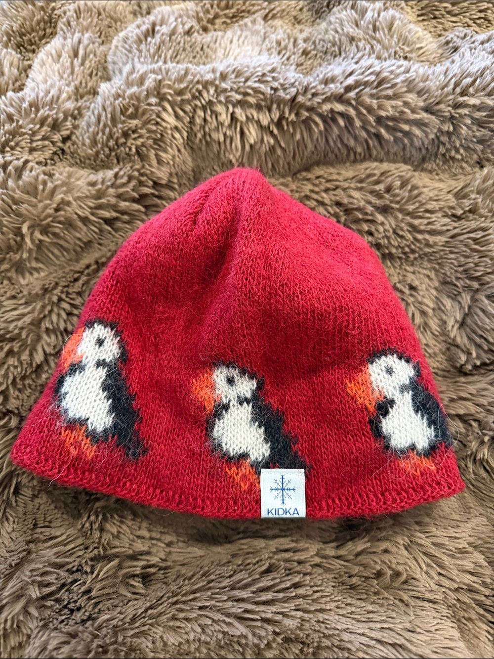 Red Puffin Knit Beanie from Iceland